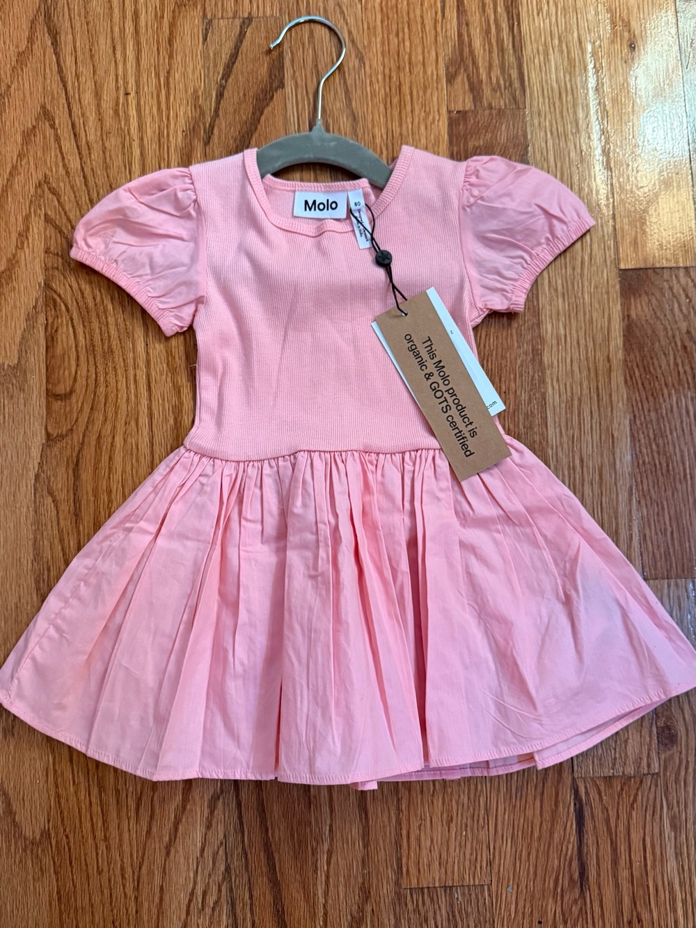 Molo Coral Pink Puff Sleeve Twirl Dress